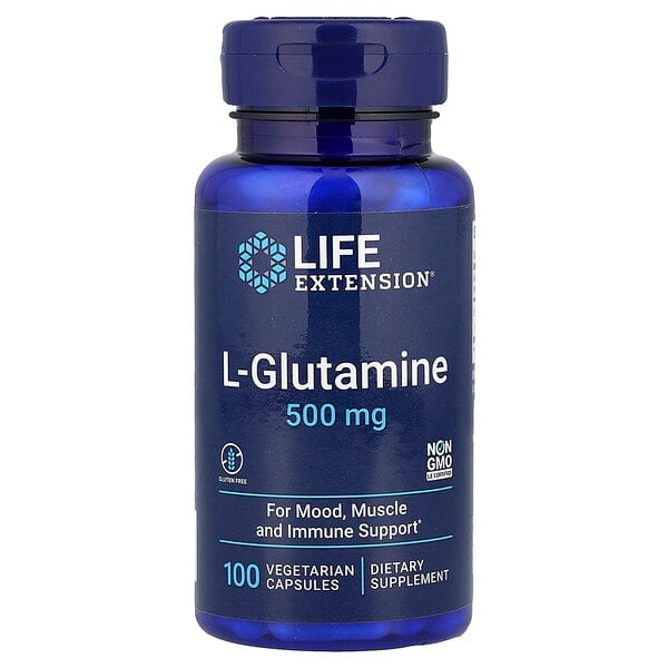lex34510_v_99.jpg L-глютамин, 500 мг, 100 вегетарианских капсул — Life Extension