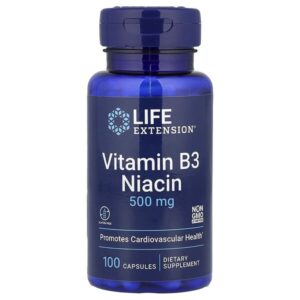 витамин B3 (ниацин), 500 мг, 100 капсул — Life Extension
