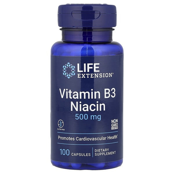 lex37210_v_91.jpg витамин B3 (ниацин), 500 мг, 100 капсул — Life Extension
