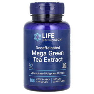 Mega Green Tea Extract, экстракт зелёного чая, без кофеина, 100 вегетарианских капсул (725 мг в 1 капсуле) — Life Extension