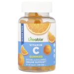 жевательные таблетки с витамином C, со вкусом цитрусовых, 60 жевательных таблеток (125 мг в 1 жевательной таблетке) — Lifeable
