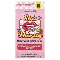 She's Thirsty®, смесь электролитов с кокосовой водой, со вкусом клубничного лимонада (коробка), 18 стиков по 8,4 г (0,3 унции) — Legendairy Milk