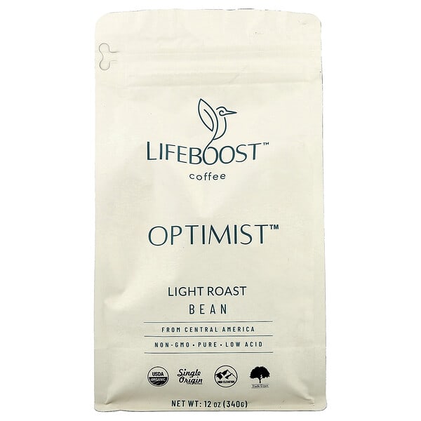 lib54708_v_3.jpg Coffee, Optimist™, зерна, легкой обжарки, 340 г (12 унций) — Lifeboost