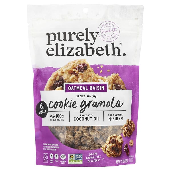 liz03197_v_2.jpg Cookie Granola, овсянка с изюмом, 312 г (11 унций) — Purely Elizabeth