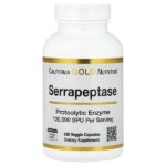 серрапептаза, протеолитический фермент, 120 000 SPU, 180 растительных капсул — California Gold Nutrition