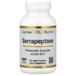 серрапептаза, протеолитический фермент, 40 000 SPU, 180 растительных капсул — California Gold Nutrition