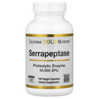 серрапептаза, протеолитический фермент, 40 000 SPU, 180 растительных капсул — California Gold Nutrition