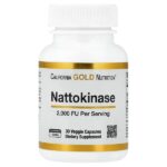 Наттокиназа, протеолитический фермент, 2000 FU, 30 растительных капсул — California Gold Nutrition