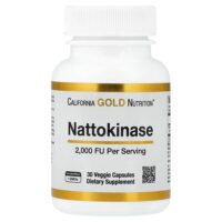 Наттокиназа, протеолитический фермент, 2000 FU, 30 растительных капсул — California Gold Nutrition