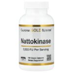 наттокиназа, протеолитический фермент, 2000 FU, 180 растительных капсул — California Gold Nutrition
