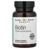 Биотин, 10 000 мкг, 30 растительных капсул — California Gold Nutrition