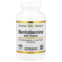 бенфотиамин и тиамин, 250 мг, 120 растительных капсул — California Gold Nutrition