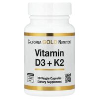 витамины D3 и К2, 60 растительных капсул — California Gold Nutrition