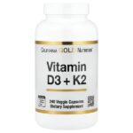 витамины D3 и К2, 240 растительных капсул — California Gold Nutrition