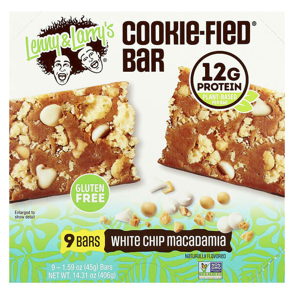 lll30551_v_18.jpg Cookie-Fied®, батончик с белой крошкой макадамии, 9 батончиков, 45 г (1,59 унции) — Lenny & Larry's