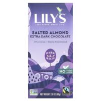 Плитка экстра темного шоколада, соленый миндаль, 70% какао, 80 г (2,8 унции) — Lily's Sweets