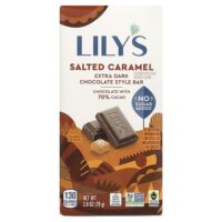 Extra Dark Chocolate Style Bar, Salted Caramel, 70% Cacao, 2.8 oz (79 g) — Lily's Sweets