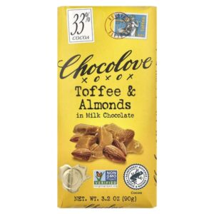 Молочный шоколад с тоффи и миндалем, 33% какао, 90 г (3,2 унции) — Chocolove