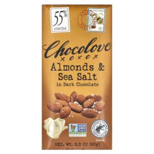 черный шоколад с миндалем и морской солью, 55% какао, 90 г (3,2 унции) — Chocolove