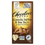 черный шоколад с миндалем, тоффи и морской солью, 55% какао, 90 г (3,2 унции) — Chocolove