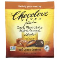 С начинкой, темный шоколад, соленая карамель, 55% какао, 100 г (3,5 унции) — Chocolove