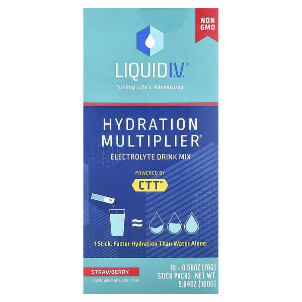 lqd47400_v_36.jpg Hydration Multiplier®, смесь для приготовления электролитов, клубника, 10 пакетиков по 16 г (0,56 унции) — Liquid I.V.