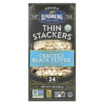 Organic Thin Stackers, воздушные пирожные, черный перец с мелкой солью, с легкой солью, 24 рисовых кекса, 168 г (6 унций) — Lundberg