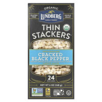 Organic Thin Stackers, воздушные пирожные, черный перец с мелкой солью, с легкой солью, 24 рисовых кекса, 168 г (6 унций) — Lundberg