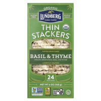 Organic Thin Stackers, воздушные зерновые пироги, базилик и чабрец, слабосоленые, 24 рисовых пирога, 168 г (6 унций) — Lundberg