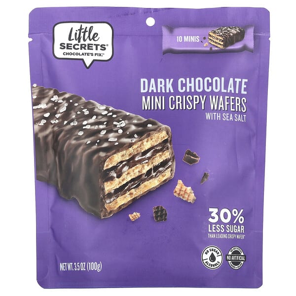 lsc00830_v_10.jpg Little Secrets, Mini Crispy Wafers, темный шоколад с морской солью, 100 г (3,5 унции)