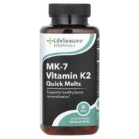 Essential, MK-7, витамин K2, быстрорастворимый витамин, ягодный вкус, 60 быстрорастворимых экстрактов (100 мкг в каждом) — LifeSeasons