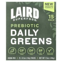 Ежедневная зелень с пребиотиками, 15 пакетиков по 14 г (0,5 унции) — Laird Superfood