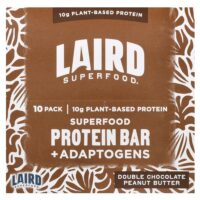 Протеиновый батончик Superfood + адаптогены, двойной шоколад с арахисовой пастой, 10 батончиков по 45 г (1,6 унции) — Laird Superfood