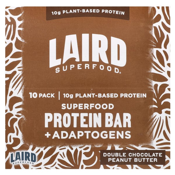 lsf13355_v_19.jpg Протеиновый батончик Superfood + адаптогены, двойной шоколад с арахисовой пастой, 10 батончиков по 45 г (1,6 унции) — Laird Superfood