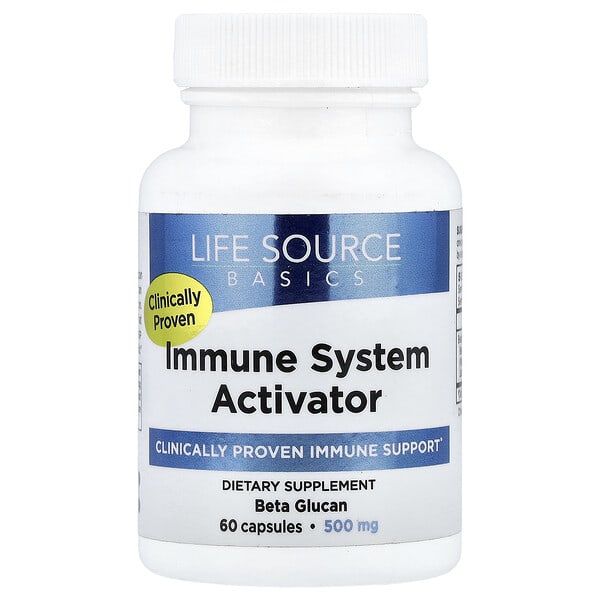 lsr13004_v_38.jpg Life Source Basics (WGP Beta Glucan), Активатор иммунной системы, 500 мг, 60 капсул