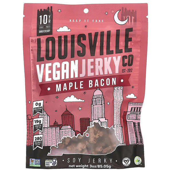 lsv00004_v_13.jpg Louisville Vegan Jerky Co, Soy Jerky, кленовый бекон, 85,05 г (3 унции)