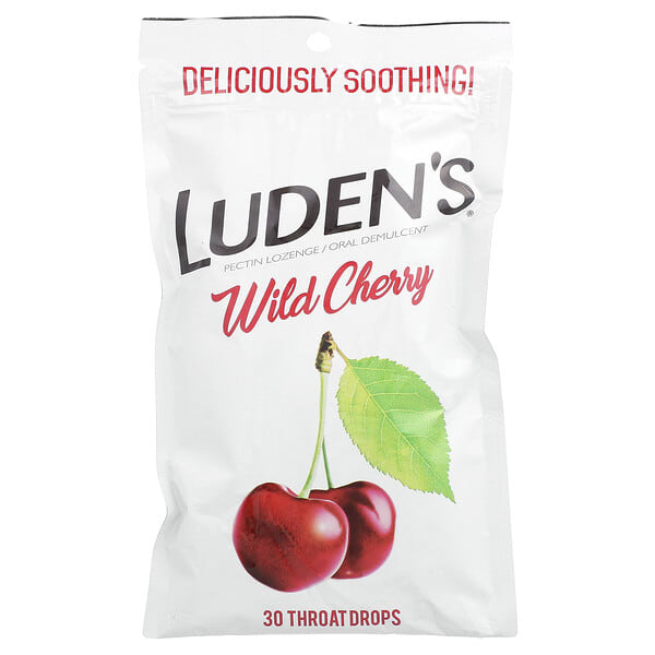 lud01043_v_6.jpg Luden's, Леденцы с пектином, успокаивающее средство для полости рта, дикая вишня, 30 леденцов для горла