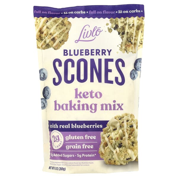 lvo67699_v_6.jpg Livlo, Blueberry Scones, смесь для кето-выпечки с настоящей голубикой, 269 г (9,5 унции)