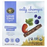 Nature's Path, органические батончики Oaty Chomps™, для детей от 12 месяцев, голубика и морковь, 5 батончиков в индивидуальной упаковке, 23 г (0,8 унции) — Love Child Organics