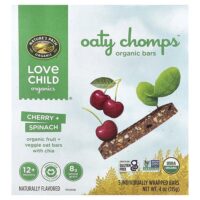 Nature's Path, органические батончики Oaty Chomps™, для детей от 12 месяцев, вишня и шпинат, 5 батончиков в индивидуальной упаковке, 23 г (0,8 унции) — Love Child Organics