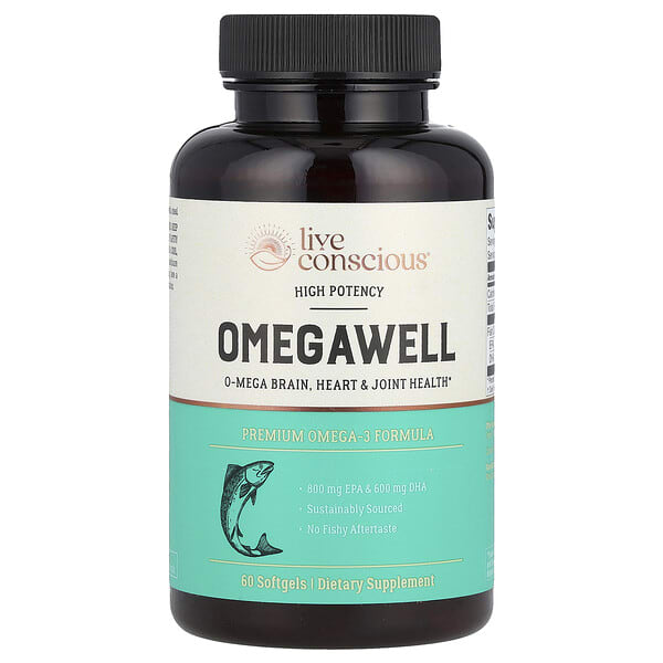 lvs27310_v_24.jpg OmegaWell, премиальная формула с омега-3, высокая эффективность, 60 капсул (1000 мг в каждой капсуле) — Live Conscious