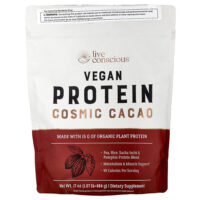 Vegan Protein, Cosmic Cacao, 484 г (1,07 фунта) — Live Conscious