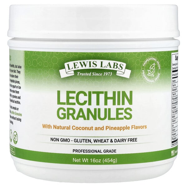 lws43514_v_24.jpg Lewis Labs, Lecithin Granules, Natural Coconut and Pineapple, 16 oz (454 g)