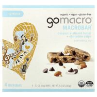 MacroBar®, Everancing Joy, кокосовое масло, миндальная паста и шоколадная крошка, 4 батончика по 65 г (2,3 унции) — GoMacro