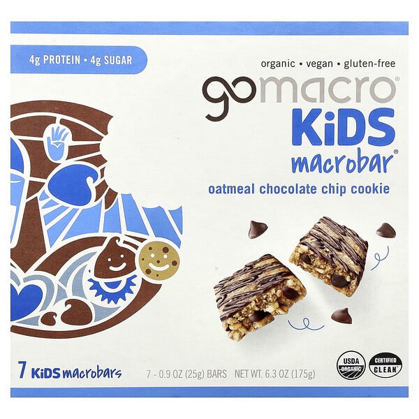 mac91004_v_20.jpg Kids MacroBar®, овсяное печенье с шоколадной крошкой, 7 шт. по 25 г (0,9 унции) — GoMacro