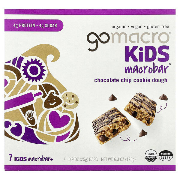 mac91006_v_20.jpg Kids MacroBar®, печенье с шоколадной крошкой, 7 батончиков по 25 г (0,9 унции) — GoMacro