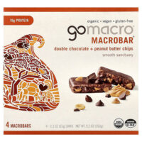 MacroBar®, Smooth Santury, двойные шоколадные чипсы с арахисовой пастой, 4 батончика по 65 г (2,3 унции) — GoMacro
