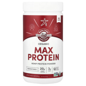 Organic Max Protein, протеин в порошке, без подсластителей, 454 г (1 фунт) — Manitoba Harvest