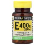 витамин E, 180 мг (400 МЕ), 100 мягких таблеток — Mason Natural