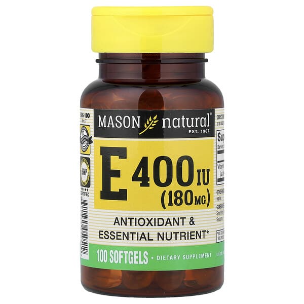 mav05051_v_62.jpg витамин E, 180 мг (400 МЕ), 100 мягких таблеток — Mason Natural